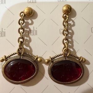 NIB CAbi 2124 amber gold anchor drop earrings